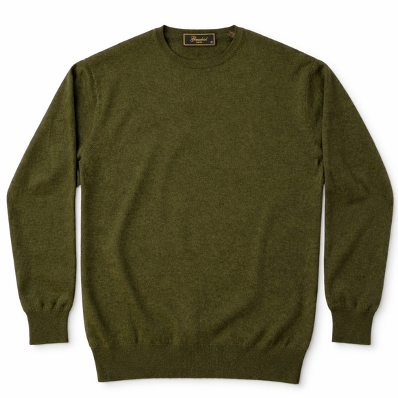 GLENSHIEL LUXE 100% CASHMERE SWEATER OLIVE GREEN SIZE L